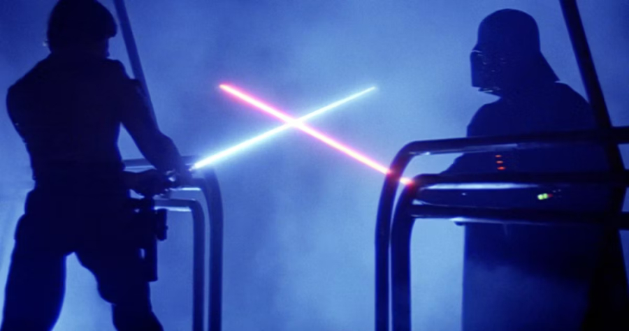 Luke Skywalker and Darth Vader's lightsaber duel